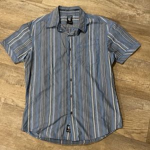 Men’s Sz Small KUHL Button Up Blue Stripe Shirt